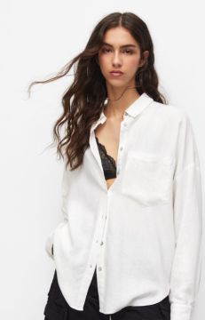 Textured white Button Shirt
